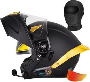 Шлем модульный Halying Bluetooth, черный / желтый