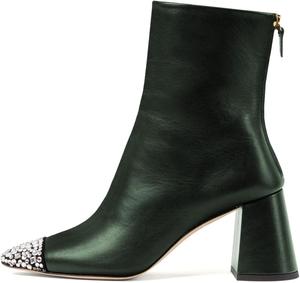 Женские ботильоны XYD с камнями, с закрытым носком, на устойчивом массивном каблуке, сзади на молнии, для вечеринок и повседневного ношения, Emerald