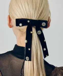 Декоративная бархатная заколка для волос в виде ленты Goldy, цвет Black