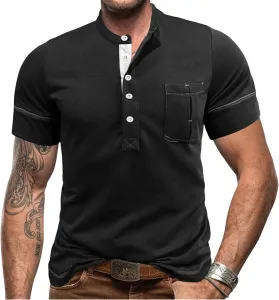 Мужская футболка хенли с коротким рукавом и V-образным вырезом YSERB