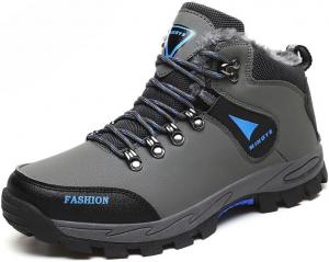 Мужские походные ботинки Зимние ботинки Снегоходы Повседневные легкие водонепроницаемые зимние ботинки С меховой подкладкой Противоскользящие Удобные для трекинга и походов на открытом воздухе Qacksv, серый