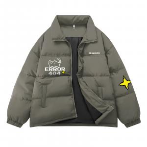 Пуховик Unisex с воротником стойкой утепленный HUANQIU, серый зеленый