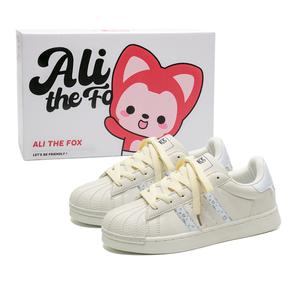 Скользоустойчивые, износостойкие, легкие, дышащие низкие кеды для скейтборда унисекс ALI THE FOX, бело-розовые (классические)