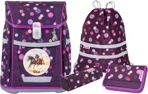 Школьная сумка McNeill "Tenero, Ruby", светоотражающие полосы на лямках, светоотражающие поверхности, в том числе пенал, спортивная сумка, рулончик для карандашей и магнит с мотивом, цвет Ruby