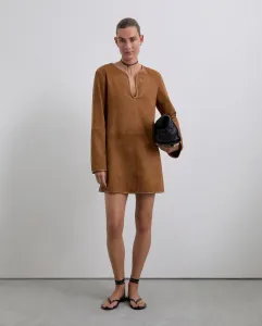 Мини-платье из кожи Scalpers, песочный