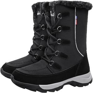 Женские зимние ботинки водонепроницаемые с меховой подкладкой, теплые, легкие, ботильоны на высокой подошве, на молнии, с противоскользящей подошвой, повседневные уличные ботинки, теплые, удобные с меховой подкладкой для женщин Generic, A