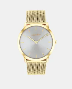 Исключительные мужские часы 25300003 с золотой стальной сеткой Calvin Klein, золотой