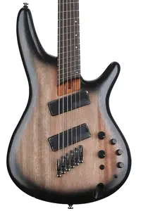 Бас-гитара Ibanez Bass Workshop SRC6MS с 6 струнами и мультишкальной конструкцией - черный с оттенком бурста, низкий глянец