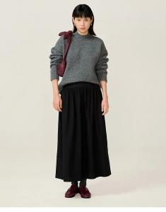 Юбка миди с заниженной талией из хлопка Omnes Skirts Darcie черного цвета