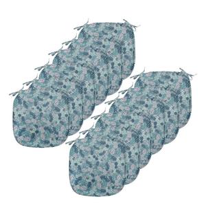 Подушки на обеденный стул ABAKUHAUS Leaves, весенние натуральные ветки, декоративная водонепроницаемая подушка с ремнями для кухонных сидений, 40 см x 40 см — упаковка из 12 шт., бледно-лиловый, темно-бирюзовый, синий