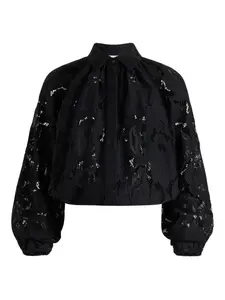 Кружевная блузка с объемными рукавами PATOU, черный
