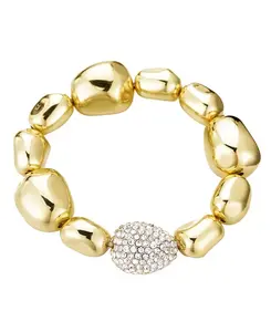 Позолоченный эластичный браслет с зернистой отделкой Adornia, gold