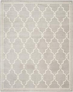Ковер SAFAVIEH, 336 x 488 см, Amherst Collection, Light Grey & Ivory, Trellis Design, Non-Shedding & Easy Care, идеален для помещений с высокой проходимостью в гостиной, спальне (AMT414B)