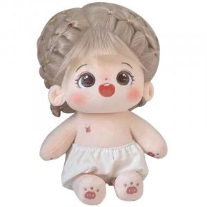 Обратимый большой плюшевый кукла с текстурой каштана, высота 40 см Dolls and bears dance, Large Chestnut Baby + Braided Hairstyle + Standing Chiffon Pants
