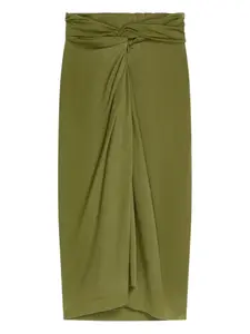Юбка миди из джерси с узлом DRIES VAN NOTEN, зеленый