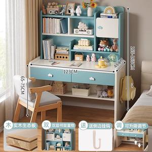 Детский письменный стол с полкой Naijia, 123 см, сине-белый, регулируемая высота