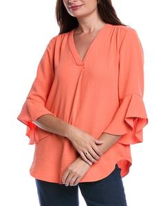 Джонс Нью-Йорк Блузка с Y-образным вырезом Jones New York, оранжевый