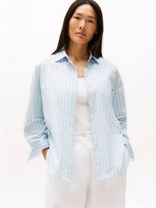 Полосковая хлопковая рубашка оверсайз Tommy Hilfiger, Light Blue