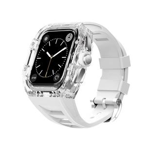 Ремешок Apple Совместимость Фторэластомер FKM 44мм Biaodaige, Прозрачный Черно-Бордовый