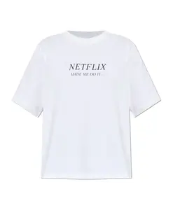 Футболка с надписью "Netflix заставил меня это сделать" Victoria Beckham, белый