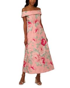 Платье с открытыми плечами в жаккарде Adrianna Papell, розовый