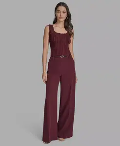 Женские брюки с поясом и широкими штанинами BCBG, красный