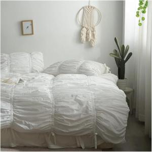 UOIO Комплект постельного белья UOIO белый красный 100% хлопок плиссированный White