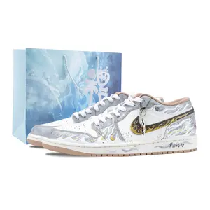 Кроссовки Air 1 Faith Abrasion Resistant Low top Vintage Basketball Shoes Unisex серые золотые Jordan, серое золото