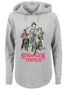 Толстовка с капюшоном F4NT4STIC Sweatshirt Stranger Things Retro Bikers Netflix TV Series, пятнистый серый