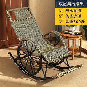 Yu Senyi Кресло-качалка из ротанга с усиленной двойной колесной базой, зеленое с золотом