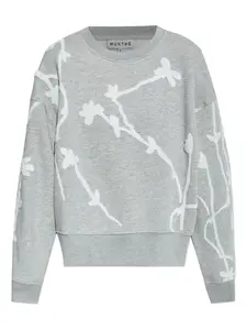 Толстовка с цветочной аппликацией MUNTHE, серый