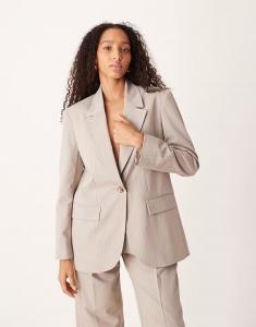 Свободный пиджак в серо-коричневую полоску Asos Design