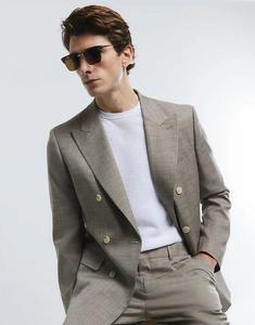 Узкий двубортный пиджак River Island бежевого цвета