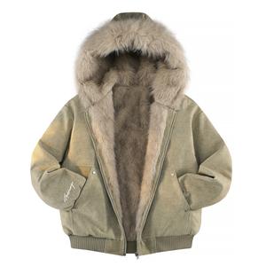 Пуховик Unisex с капюшоном и флисовой подкладкой HUANQIU, светло-коричневый