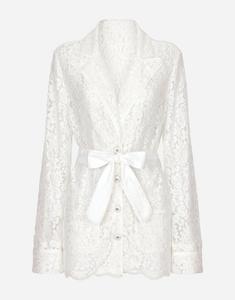 Пижамная рубашка из цветочного кружева кордонетто Dolce & Gabbana, белый
