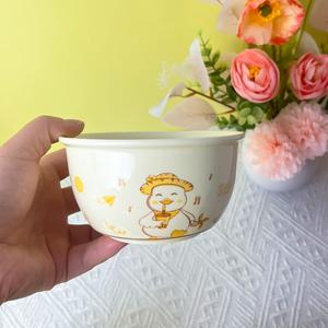 Ceramics Набор посуды Cute Duck с миской и тарелкой, керамический сервиз для дома, включая миски, тарелки и палочки для еды, миска для риса 12 см, 1 шт