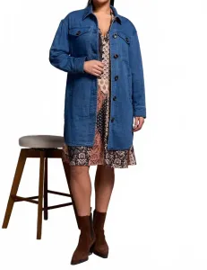 Стеганая хлопковая куртка-рубашка на пуговицах, цвет Bluebliss Tribal