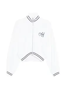 Бомбер в полоску с вышитым логотипом Off-White, белый