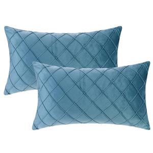 Мягкие бархатные декоративные наволочки, однотонные наволочки с геометрической текстурой размером 12 x 20 дюймов Unique Bargains, цвет Sea Blue