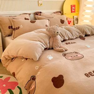 Luolai Home Пододеяльник 200х230 см, бренд Milk Velvet, утолщенный, с принтом медведя