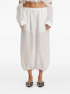 Льняные брюки на кулиске Pnk, белый