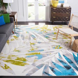 Ковер SAFAVIEH, 336 x 488 см, Skyler Collection, Grey & Green, современный тропический дизайн с эффектом потертости, не линяет и прост в уходе, идеален для помещений с высокой проходимостью в гостиной, спальне (SKY189G)