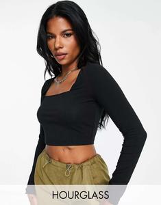 Черный укороченный топ с квадратным вырезом и швом ASOS Fuller Bust