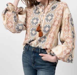 Топ с рукавами-фонариками в нейтральном цвете Ivy Jane, нейтральный