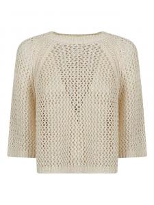 Джемпер из хлопка ажурной вязки Fabiana Filippi, нейтральный