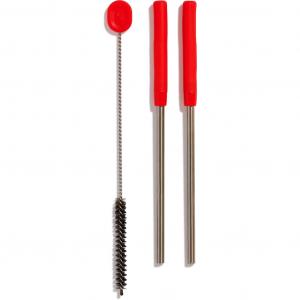 Соломинки Goji из нержавеющей стали Hydro Flask, красный/серебристый