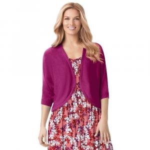 Женщина в женском кардигане больших размеров с отделкой в ​​рубчик Woman Within, цвет Raspberry