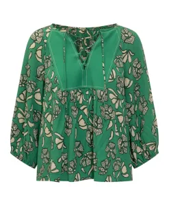 Зеленая блузка из вискозы с цветочным узором Ba&Sh, зеленый