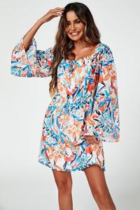 Оранжевое платье с открытыми рукавами и завязками FS Collection, оранжевый