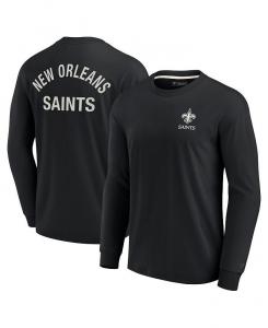 Мужская и женская черная супермягкая футболка New Orleans Saints с длинным рукавом Fanatics Signature, черный